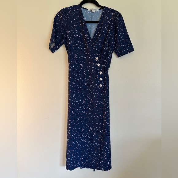 Diane Von Furstenberg Dresses & Skirts - Diane Von Furstenberg Navy Blue Floral Maxi Dress